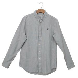 Giordano Slim Fit Shirt Mens Medium Gray Long Sleeve 100% Cotton Casual Work